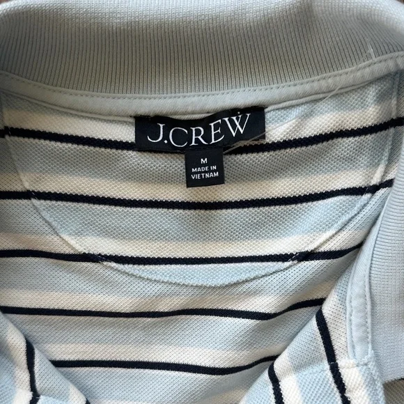 J. Crew Striped Polo Crop Top in Light Blue, Navy & White - Picture 2 of 5